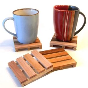Wooden glass coaster set handmade in Bangladesh for tea and coffee cups