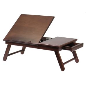 Premium Adjustable Wooden Laptop Table with Drawer Made of Mahogany Wood