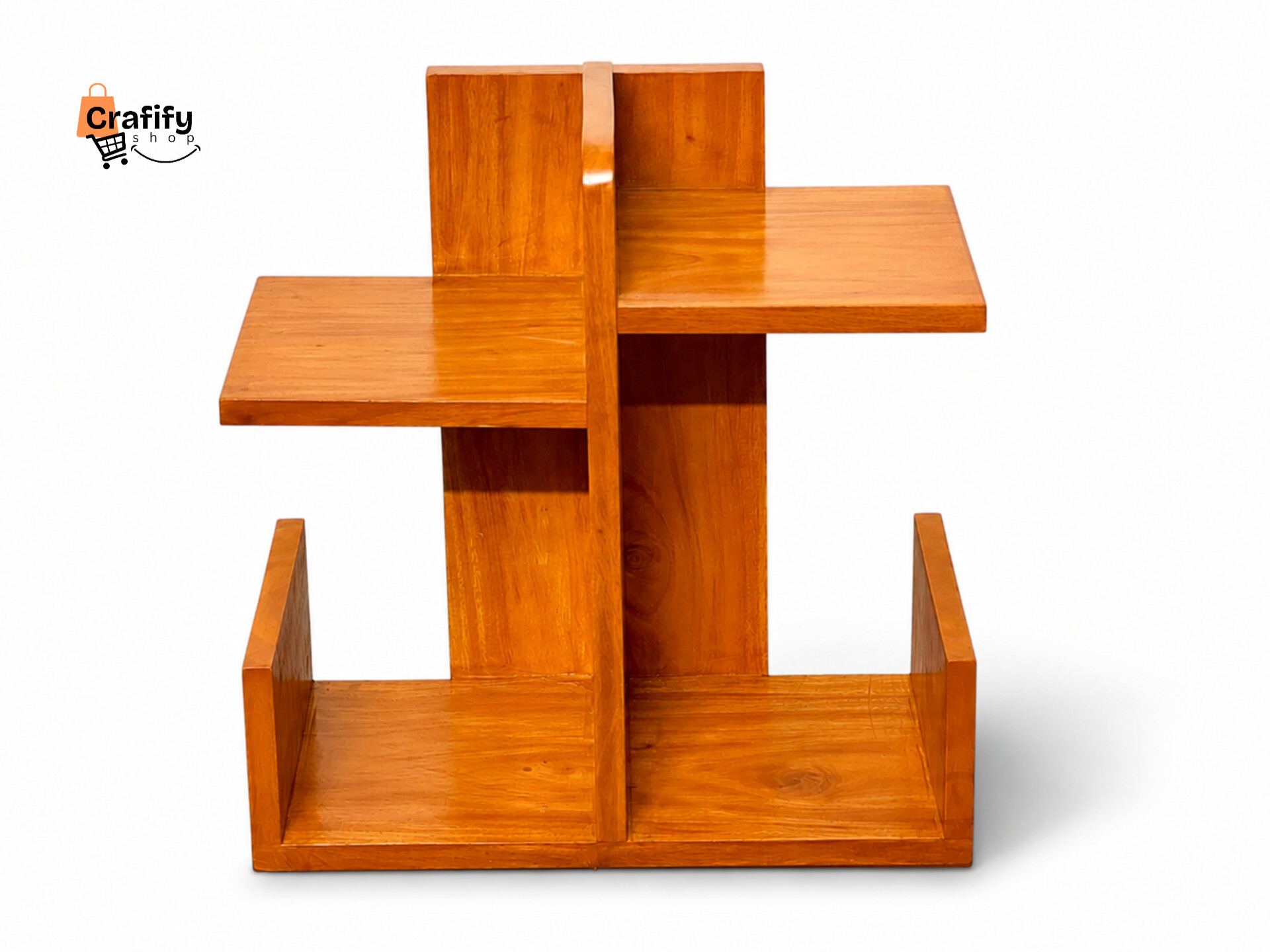Elite Wooden Desktop Bookshelf – Natural Wood Finish - Image 2