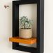 Geometric Rectangular Wall Shelf – Black & Natural Wood Finish